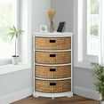 thumbnail image 3 of eHemco Hampton Meadows 4 Tier X-Side Corner Storage Cabinet with 4 Wicker Baskets, White, 3 of 9