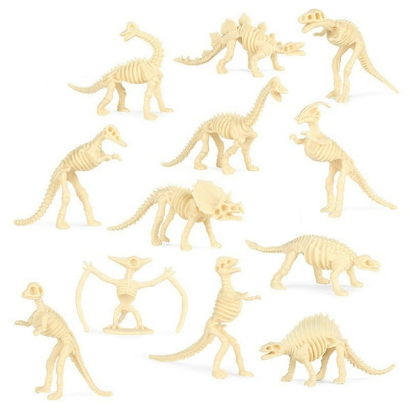 PATLOLLAV 12 Pcs Dinosaur Fossil Skeletons Toy Figures Ornament,Mini Dinosaur Figurines for Toddler Kids,Dino Bones Cake Topper Party Favors, Ideal Gift for 3 4 5 6 Boys Girls