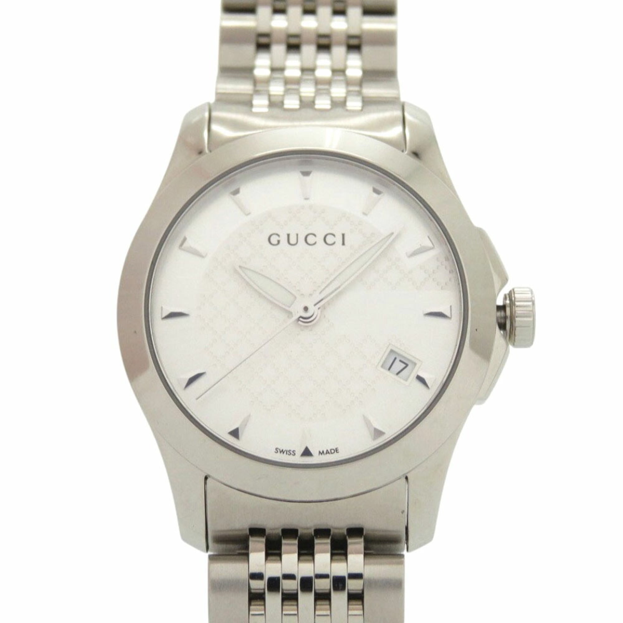 田*中様 【訳あり　ジャンク品】GUCCI 腕時計 ダイヤモンド装飾 ホワイトシ Gucci Grip Quartz White Dial Yellow Gold-tone Ladies Watch