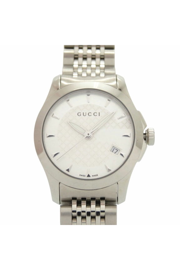 Pre-Owned Gucci G-Timeless 126.5 stainless steel silver quartz watch... (Good)