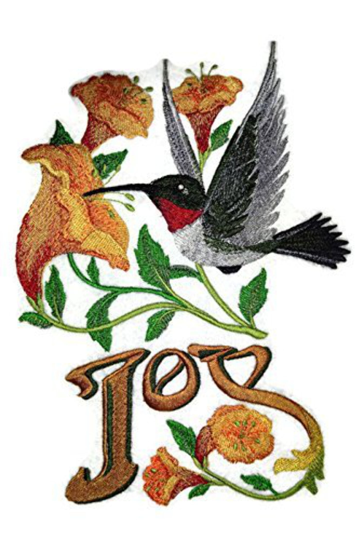 Hummingbird of Joy Embroidered Iron on/Sew Patch [8.2" X 5.9"]