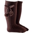thumbnail image 1 of ZHAOCHENG Calcetines unisex hasta la rodilla para bebés, niñas y niños pequeños, medias de punto elásticas con decoración de pompones, calentadores de piernas L, 1 of 5