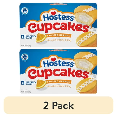 (2 pack) Hostess Cupcakes, Orange Flavored Snack Cakes, 13.5 oz Box (8 Ct.)