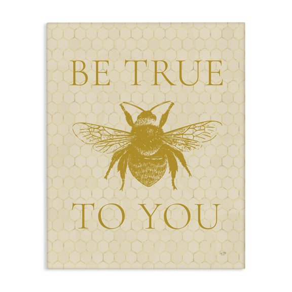 Stupell Industries Farmhouse True To You Beehive Pattern Insect Inspirational Phrase Canvas Art, 16 x 20, by Lux Me Designs