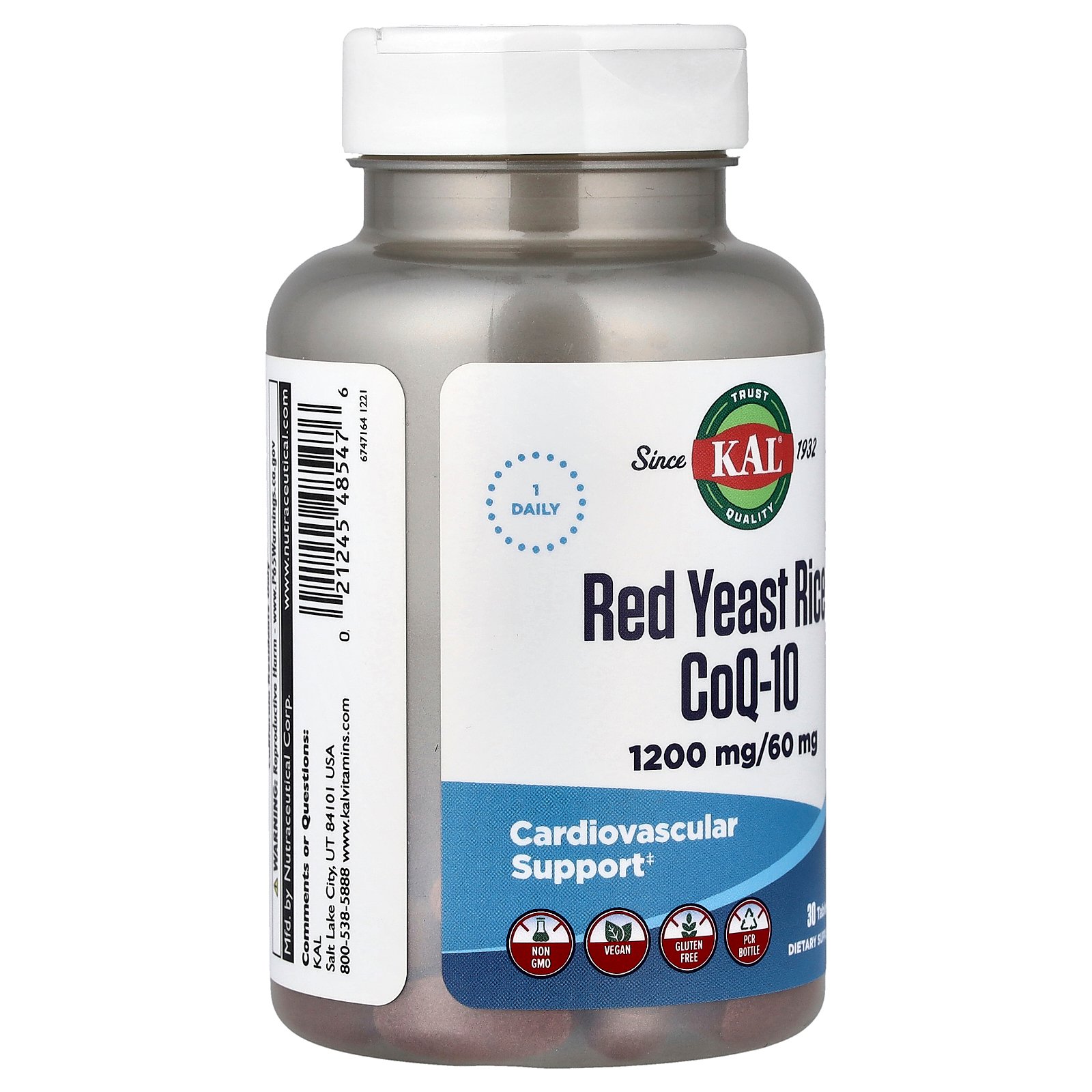 KAL Red Yeast Rice, CoQ-10, 1,200 mg/ 60 mg, 30 Tablets