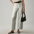 thumbnail image 5 of Lodgix Women Elastic Waist Flare Cropped Pants Bell Bottom Business Casual Trousers Pants with Pockets White XS, 5 of 9