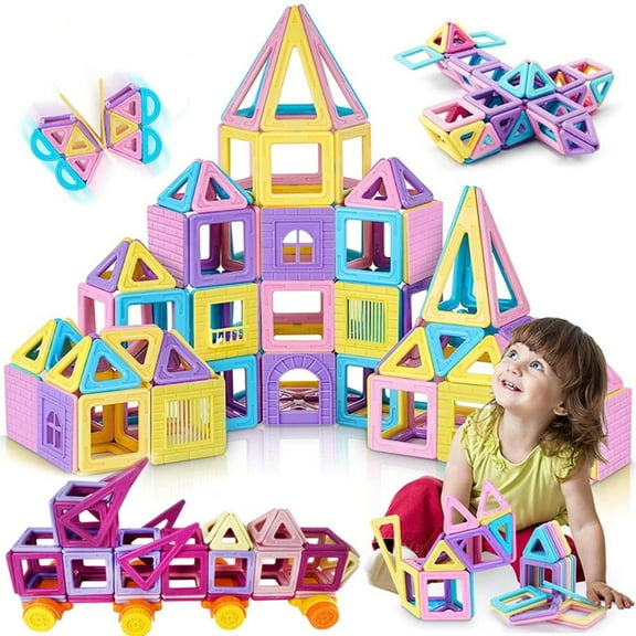 TRIANU 40Pcs Magnetic Building Blocks 3D Magnetic Blocks Magnetic Toys for 3 4 5 6 7 8 Years Old