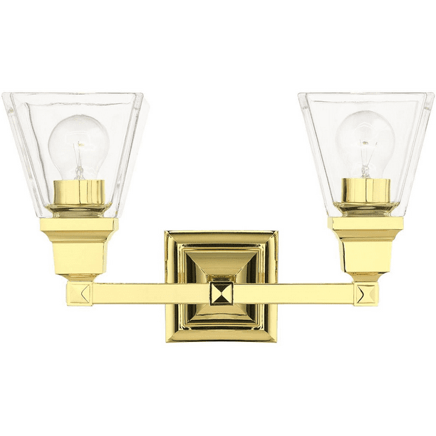 Polished Brass Tone Finish Bathroom Vanity Steel Material Medium 15 Wide 2 Light Fixture Com Polished Brass Tone Finish Bathroom, Shiny Brass Bathroom Light Fixtures