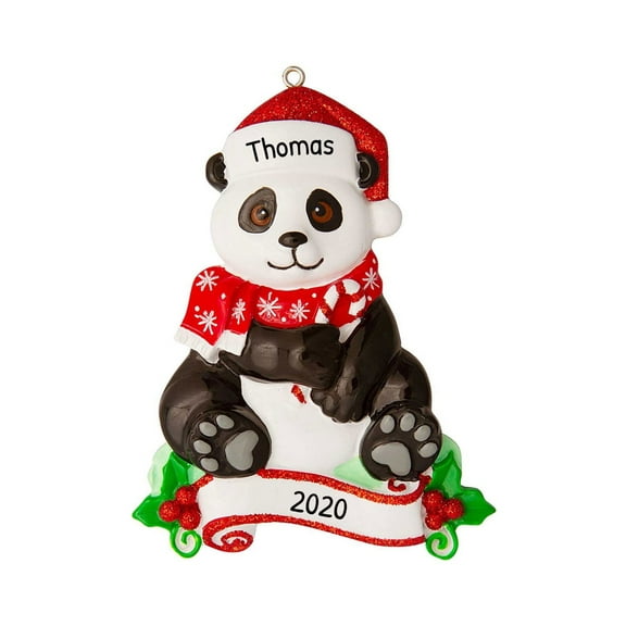 Personalized Animal Ornament 2024 Panda with Santa Hat Panda Lover Gift 1 Count - Ornaments by Elves