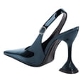 thumbnail image 4 of FSJ Women Graceful Closed Toe Slingback Pumps Special Flared Kitten High Heel Adjustable Strap Ladies Sexy Formal Wedding Party Dress Shoes Size 11 Blue, 4 of 4
