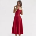thumbnail image 4 of Vestido Bohemio de Verano para Mujer, Estilo Midi con Corsé, Informal, con Tirantes Finos y Cordones, Estilo Fluido Rojo M, 4 of 10