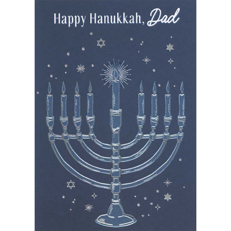 Silver Foil Menorah Hanukkah Card for Dad photo 1