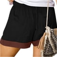 thumbnail image 7 of Women's Color Block Drawstring Summer Shorts, Casual Elastic Waist Loose Beach Lounge Shorts with Pockets, 7 of 7