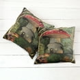 thumbnail image 2 of Ambesonne Colorful Throw Pillow Cover 2 Pack, Mushroom Magic Forest, 18", Red Pale Coffee Green, 2 of 6
