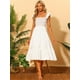 thumbnail image 5 of Vestido de verano fruncido Allegra K Cuello Cuadrado bohemio Sin Mangas blanco XL, 5 of 5
