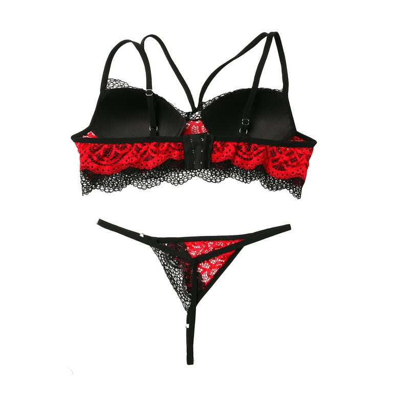 Buy StyFun Women's Other Lingerie Set (Pack of 2) (1001A_Black & Red_Free  Size) at