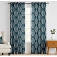 thumbnail image 1 of Vargottam 84 Inch Rod Pocket/Back Tab Cotton Curtains for Windows and Doors - Light Filtering Cotton - Light Filtering Drapes For Doors - Set of 2 Panels, 52"x84" - Floral Block Pattern (Blue), 1 of 8