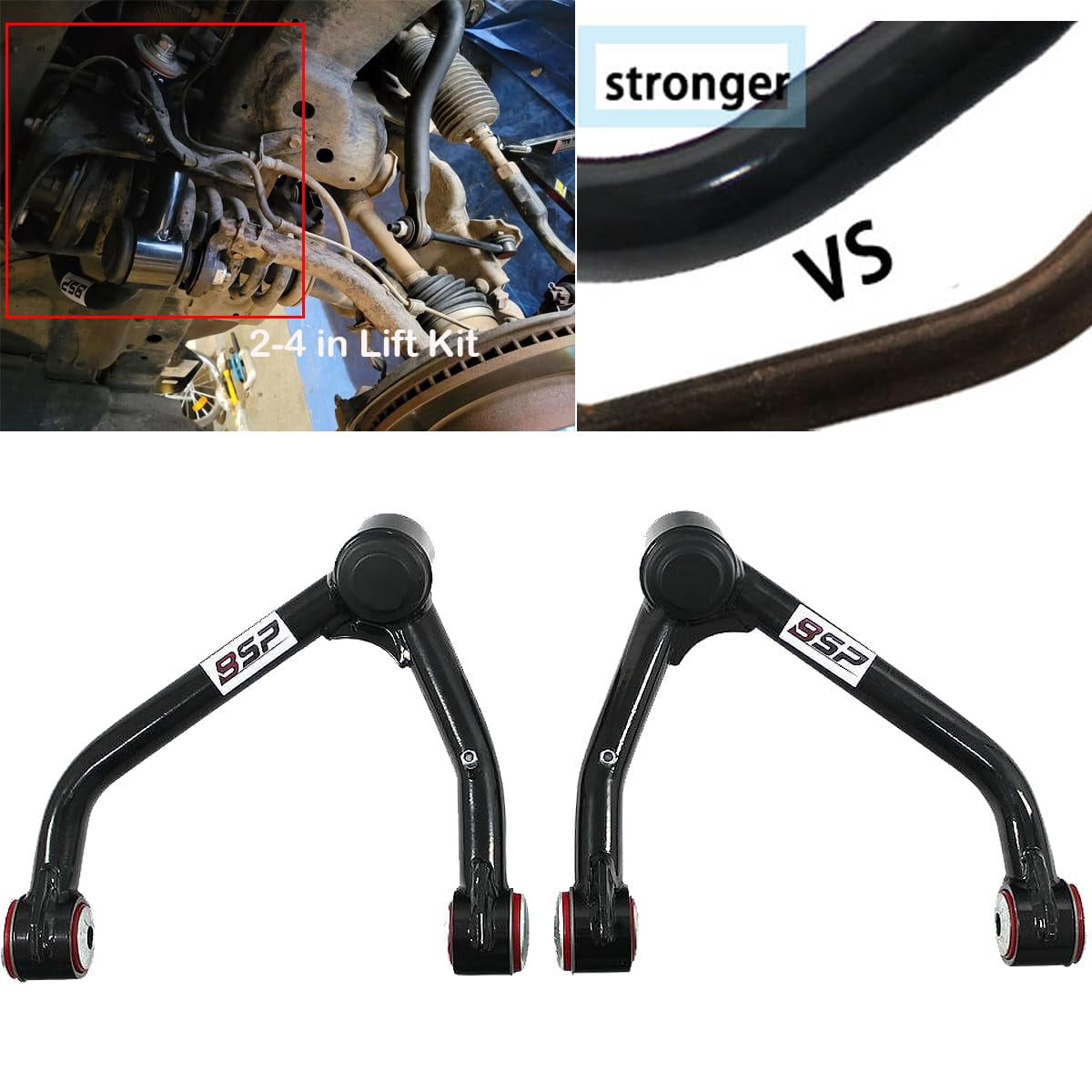 Pair (2 PCS) Front Upper Control Arm Compatible with 2014-2018 Silverado Sierra 1500 2WD 4WD 2-4" Tubular Lift Kit with PU Bushings Ball Joints UCA Greasable
