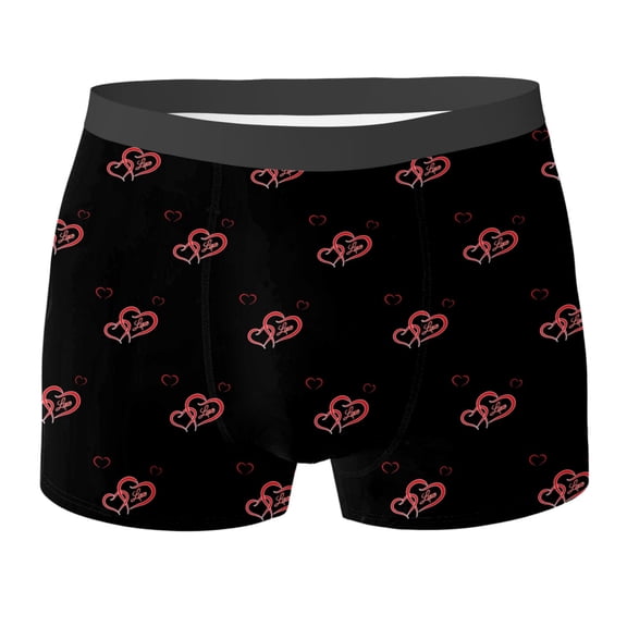 Xmyrz Valentine's Day High Waisted Underwear For Men Boxers All Matching Recreation Elastic Waist Print Personality Loose Fit Underpants
