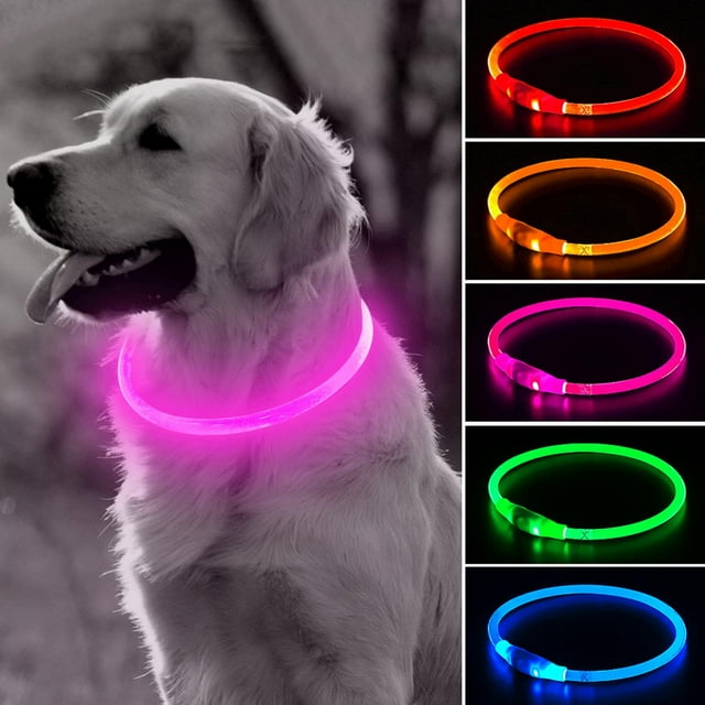Collar LED para perro BSEEN recargable a prueba de agua para paseo nocturno