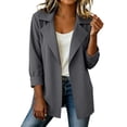 thumbnail image 2 of Xaqiouau Womens Open Front Blazer Long Sleeve Lapel Collar Slim Suit Jacket with Pockets Lined Office Casual Business Wear for Summer Fall, 2 of 8