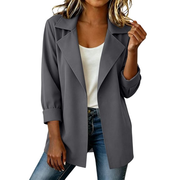 Jackets for Women Solid Color Spring Autumn Casual Button Down Long Sleeved Windbreaker Coat Fall Winter Track Jackets with Pockets 2026 Fall Coat Tops