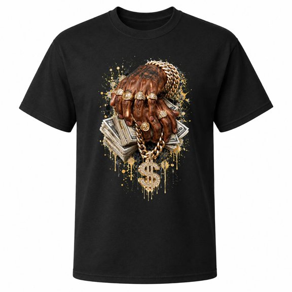 Cash and Gold Jewelry Graphic T-Shirt, Unisex Classic Fit, 180 GSM Cotton-Rich Fabric, Front Print