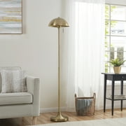 Better Homes & Gardens 62 in Modern Pull-Chain Brass Floor Lamp with Brass Dome Shade