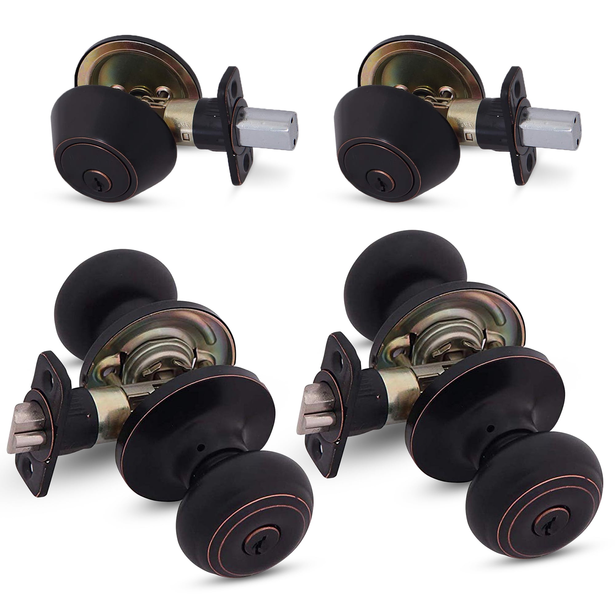 Honeywell Classic Knob Home Security Kit Door Lock, Oil-Rubbed Bronze