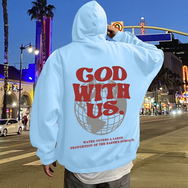 MHFRRA Sudadera con Capucha Estampada para Uso Diario Sudadera Informal para Mayor Comodidad y Estilo En Actividades Deportivas y de Ocio Azul claro