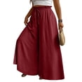 thumbnail image 3 of Palazzo Wide Leg Pants Woman Solid Color Flowy High Waisted Pants 2026 Elastic Waist Drawstring Trousers Summer Plus Size Casual Spring & Summer Vacation Pants 2026 Deep Red XXXXXL, 3 of 5