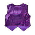 thumbnail image 2 of Kaerm Boys' Girls' Sequined Stage Performance Jazz Hip-hop Dance Costumes Vest Jacket Waistcoat Purple 5-6, 2 of 7