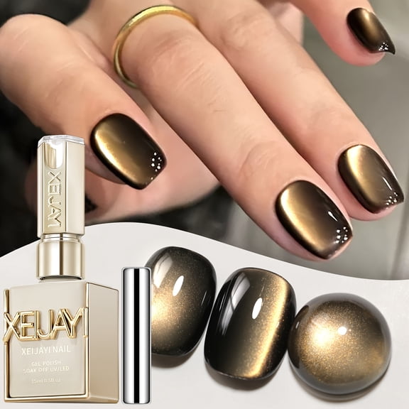 XEIJAYI 15ml Holographic Magnetic Cat Eye Gel Polish - Reflective Shimmer Nail Art With Alcohol-Free/LED Soak-Off Gel For Salon & DIY, Japanese-Korean Style Nail Designs, Nail Care, DIY Nail Design