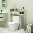 thumbnail image 2 of Costway Over the Toilet Bathroom Cabinet Floor Storage Organizer with Adjustable Shelves White, 2 of 10