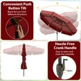 thumbnail image 4 of Gymax 10 FT Solar Patio Umbrella w/ 32 LED Lights 3-Tier Vented Top & Tilt Adjustment Red, 4 of 7