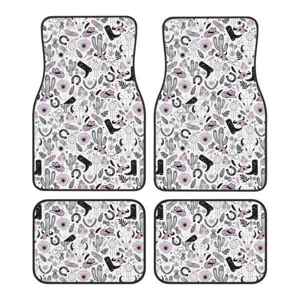 Fotbe Cowboy Juego de 4 Tapetes para Auto con Estampado – Alfombrillas de Goma Reforzada, Diseño Antideslizante, Protección para Todo el Año – Vehículos, Autos, Camionetas y SUVs