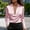 Pinks, variant on Solid-Color Elegant Satin Long-Sleeved Tops for Women, V-Neck Lapel Collared Shirts, Fall Fashion Tops