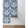 thumbnail image 4 of NextWall  Folk Floral Peel and Stick Wallpaper 20.5 in. W x 18 ft. L - Blue Sapphire & Pavestone, 4 of 8