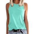 thumbnail image 1 of Ladies Solid Color Vest Sleeveless Summer T Shirt Round Neck Top, 1 of 4