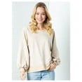 thumbnail image 1 of Fashion Taupe Knit Open Back Long Sleeve Top, 1 of 6