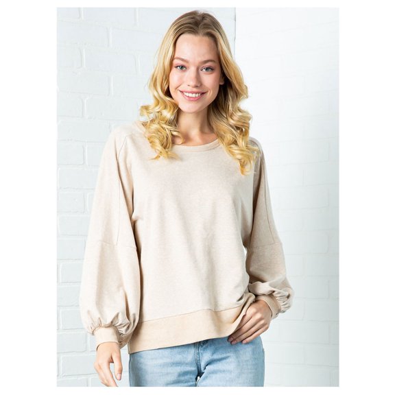 Fashion Taupe Knit Open Back Long Sleeve Top