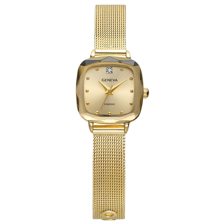 Geneva Women's Gold Mesh Watch with Diamond Bezel photo 1