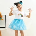 thumbnail image 2 of LIIPEE Girls Skirt Kids Party Cartoon Graphic Printed Ballet Dance Tulle Skirt Hairclip Set Performance Comfortable Lightweight Tutu Skirt Breathable Soft Cute Skirt,Sky Blue,2-4 Years, 2 of 7