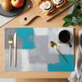 thumbnail image 2 of Placemats Set of 4, Blue Abstract Woven Placemat, Linen Place Mats for Kitchen/Dining Tables, Grey Geometric Oil Painting Vintage Gradient Washable Table Mats for Party, 2 of 8