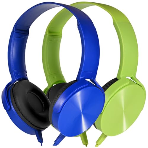 Wensdo Auriculares para niños, paquete de 2 para estudiantes de aula, duraderos, cómodos y giratorios con cable para aprendizaje en línea, sonido estéreo de ruido, conector de 3,5 mm para Chromebook,
