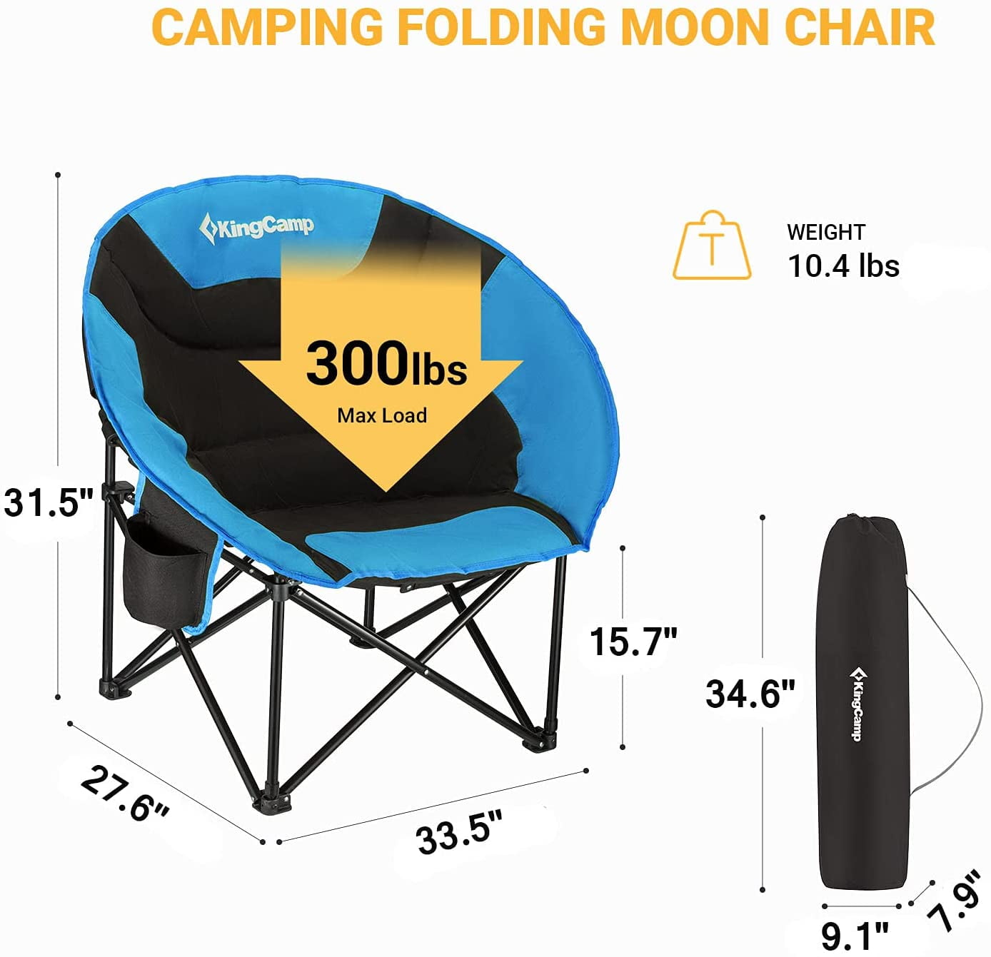KingCamp Folding Camping Chair Oversized Moon Round Saucer