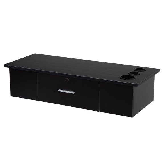RESHABLE Wall Mount Styling Station Drawers Storage Dryer Holes Locking Cabinet for Beauty Salon or SPA, Barber Shop, Black