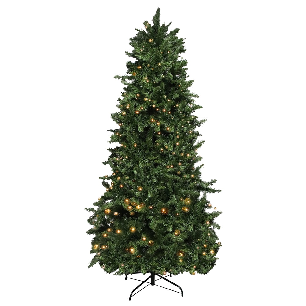 Kadyn 7.5ft Flocking Tied Light Christmas Tree, Artificial Slim Christmas Tree with Includes Metal Stand, Chartreuse