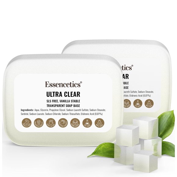 Base de jabón transparente de glicerina Essencetics 4.54 kg sin SLS, vegana