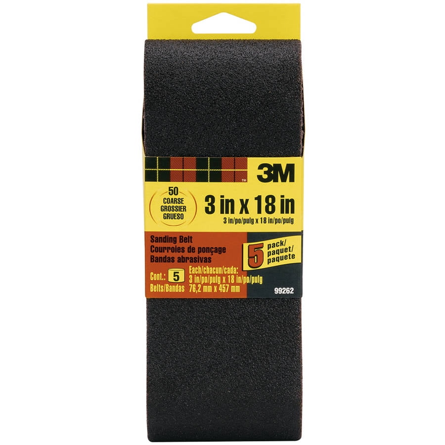 3M 99262NA 3" x 18" 50 Grit Sanding Belt, 5-Count by 3M